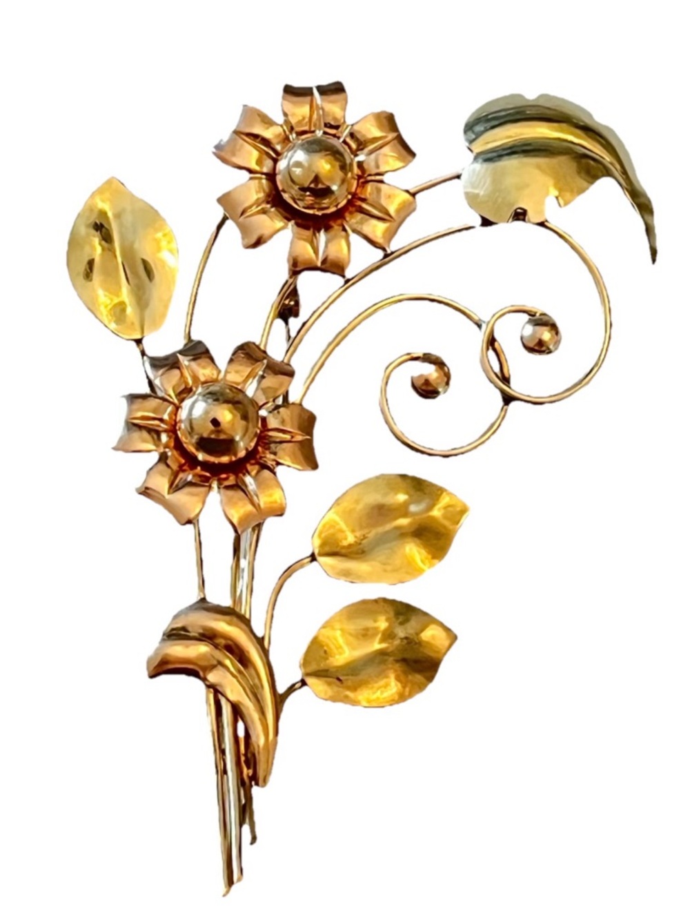 HARRY ISKIN HI Vintage 1/20 10K Gold Filled Floral Bouquet Design Brooch SIGNED